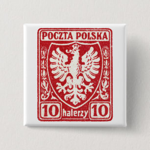 1919 10u Poolse adelmop Vierkante Button 5,1 Cm