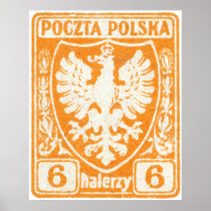 1919 6h Poolse Eagle Stamp Poster