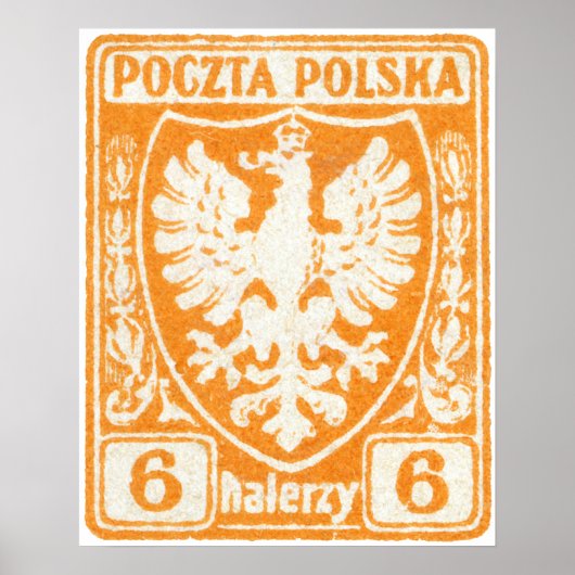 1919 6h Poolse Eagle Stamp Poster (Voorkant)