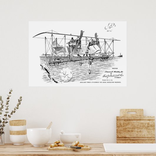 1919 Biplane Bomber Patent Art Drawing Print (Keuken)