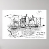 1919 Biplane Bomber Patent Art Drawing Print (Voorkant)