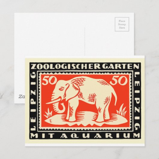 1919 Duitsland Leipzig Zoo Notgeld Bankbiljet Briefkaart (Voorkant / Achterkant)