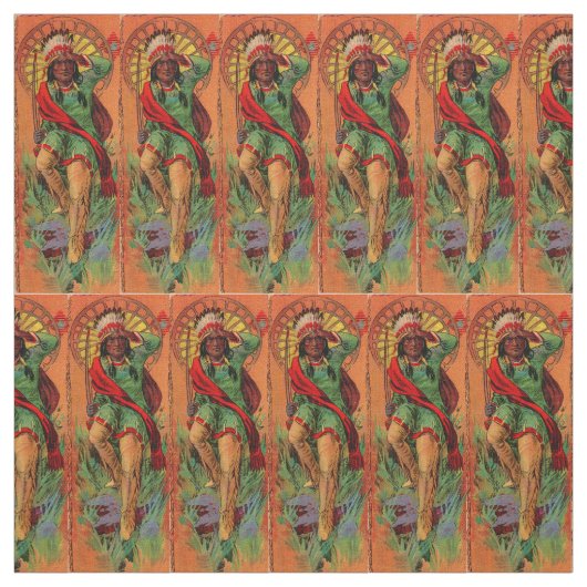 1919 Indiaanse illustratieafdruk Stof (Swatch)