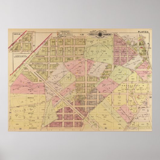 1919 map of American University Park, Washington Poster (Voorkant)