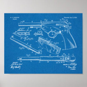 1919 Pistool automatische tekenafdrukken voor pate Poster