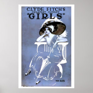 1919 Stomme Film 'Girls' Film Poster Antiek