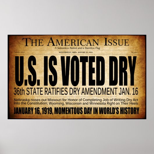 1919 VERBOD DROGE ERA BEGINT! HEADLINE POSTER (Voorkant)