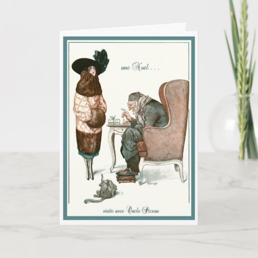 1919!"VISIT W/ UNCLE SCROOGE" FRANSE GROET FEESTDAGEN KAART (Voorkant)