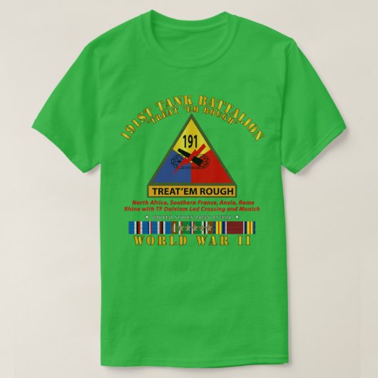191st Tank Bataljon Treat em Ruw w SSI Naam Tap (Design voorkant)