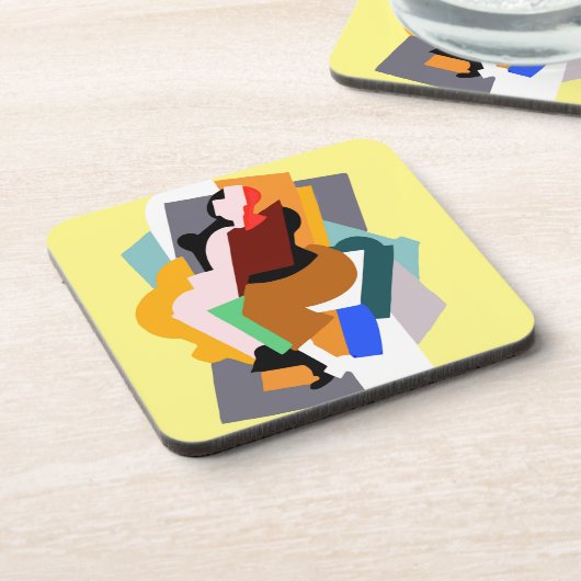 1920: abstracte vrouw  kunst bier onderzetter (Linkerzijde)