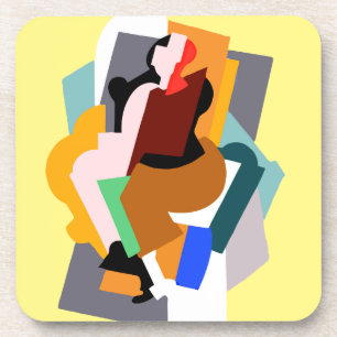 1920: abstracte vrouw  kunst bier onderzetter