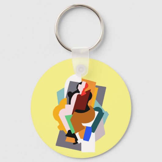 1920: abstracte vrouw  kunst klassieker sleutelhanger (Voorkant)