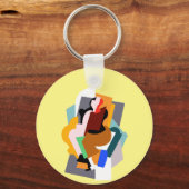 1920: abstracte vrouw  kunst klassieker sleutelhanger (Achterkant)