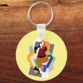 1920: abstracte vrouw  kunst klassieker sleutelhanger (Voorkant)