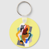 1920: abstracte vrouw  kunst klassieker sleutelhanger (Achterkant)