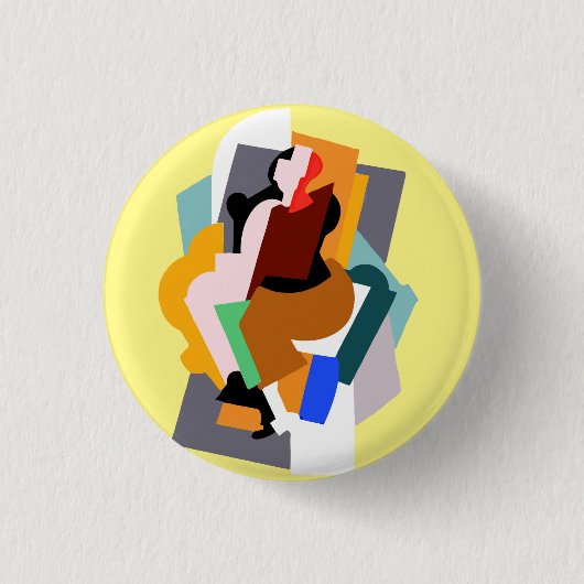 1920: abstracte vrouw kunst ronde button 3,2 cm (Voorkant)