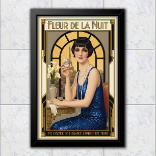 1920 Antieke Fleur de la Nuit Parfum Reclame Poster