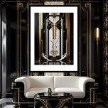 1920 Art Deco Geometrisch goud lijst zwart wit Poster<br><div class="desc">Moderne Art Deco Geometrische gouden lijst zwart witte vloer jaren 1920</div>