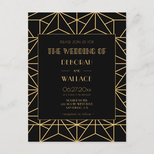  1920 Art Deco geometrische bruiloft uitnodiging (Voorkant)