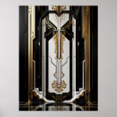1920 Art Deco geometrische gouden frame zwart wit Poster (Voorkant)