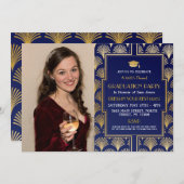 1920 Art Deco Gold Photo Afstuderen Gatsby Party Kaart (Voorkant / Achterkant)