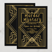 1920 art deco moord mysterie verjaardagsfeest invi kaart (Voorkant / Achterkant)
