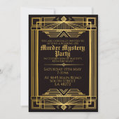 1920 art deco moordmysterie verjaardagsfeestje kaart (Voorkant)