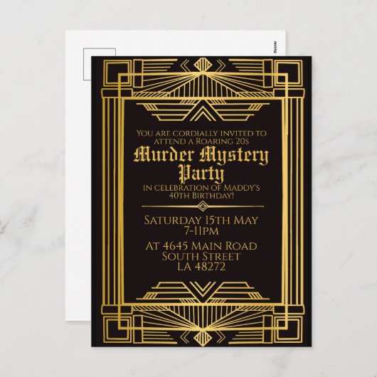 1920 Art Deco Murder Mystery verjaardagsfeestje Ui Feestdagenkaart (Voorkant / Achterkant)