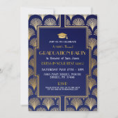 1920 Art Deco Navy Gold Gatsby Party Afstuderen Kaart (Voorkant)