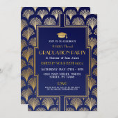 1920 Art Deco Navy Gold Gatsby Party Afstuderen Kaart (Voorkant / Achterkant)