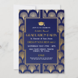 1920 Art Deco Navy Gold Gatsby Party Afstuderen Kaart