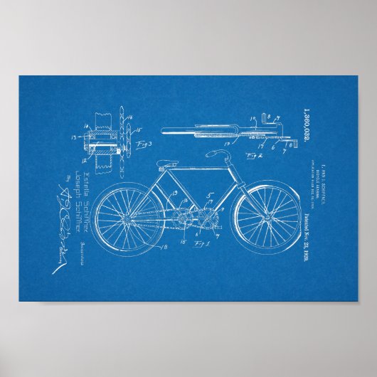 1920  blauwdruk voor fietspatronen afdrukken poster (Voorkant)