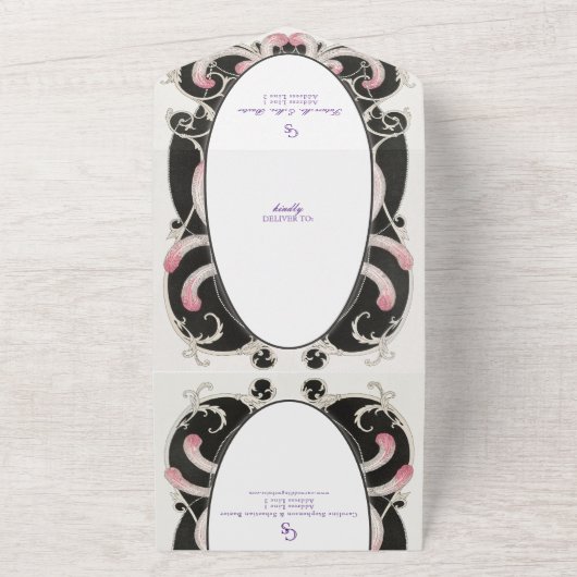 1920 Chique Art Deco Gatsby Mode Monogram Bruiloft All In One Uitnodiging (Buitenkant)