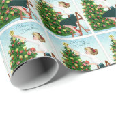 1920  dame die kerstboom decorteert cadeaupapier (Rol Hoek)