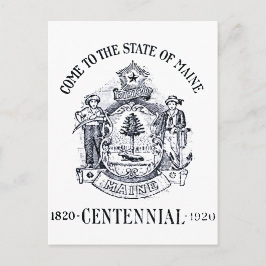 1920 deelstaat Maine Centennial Briefkaart (Voorkant)
