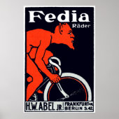 1920 Duivel met fietsen Poster (Voorkant)
