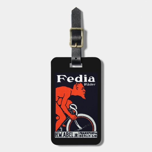 1920 Duivel op de fiets Bagagelabel (Voorkant verticaal)