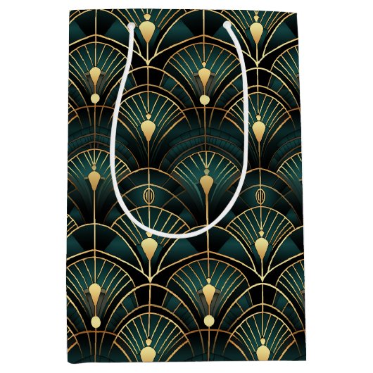 1920 Emerald en goud art deco Medium Cadeauzakje (Voorkant)