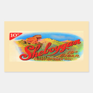 1920-etiket Sheboygan cigar Rechthoekige Sticker