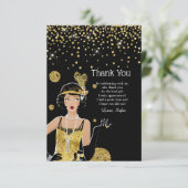 1920 flapper girl gatsby , Art Deco Bedankkaart (Staand voorkant)