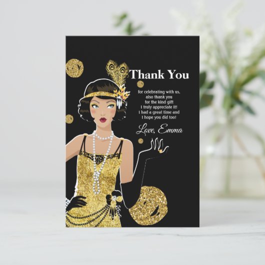 1920 flapper girl gatsby , Art Deco Kaart (Staand voorkant)