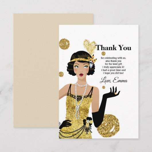 1920 flapper girl gatsby , Art Deco Kaart (Voorkant / Achterkant)