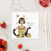 1920 flapper girl gatsby , Art Deco Napkins Servet (Insitu)