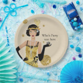 1920 flapper girl gatsby , Art Deco Papieren Bordje (Feest)