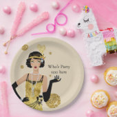 1920 flapper girl gatsby , Art Deco Papieren Bordje (Feest)