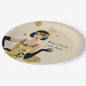 1920 flapper girl gatsby , Art Deco Papieren Bordje (Gekanteld)