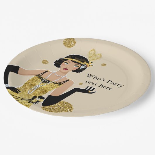 1920 flapper girl gatsby , Art Deco Papieren Bordje (Gekanteld)