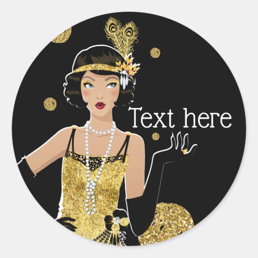 1920 flapper girl gatsby , Art Deco Ronde Sticker (Voorkant)
