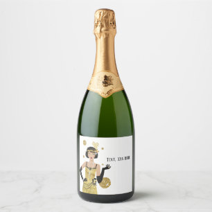 1920 flapper girl gatsby , Art Deco Sparkling Wijnetiket