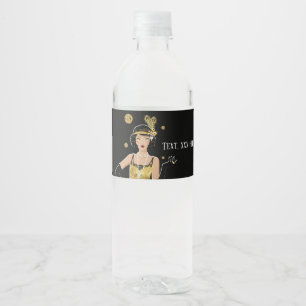 1920 flapper girl gatsby , Art Deco Waterfles Etiket